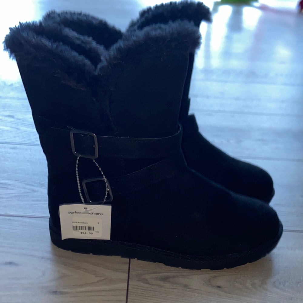 Airwalk Ankle Black Faux Fur Cozy Boots size 8